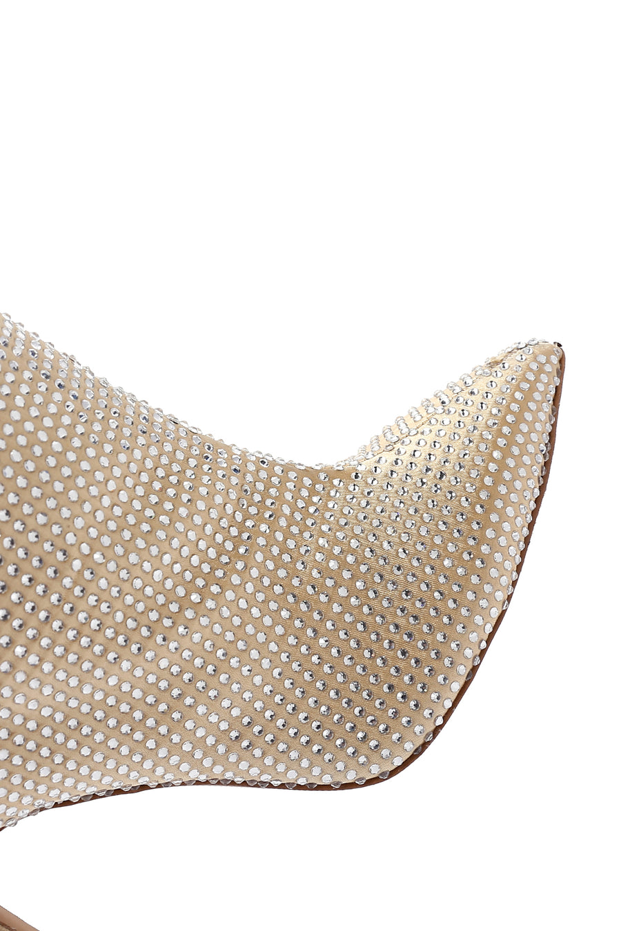 Women's Gold Thin Heeled Stone Leather Boots