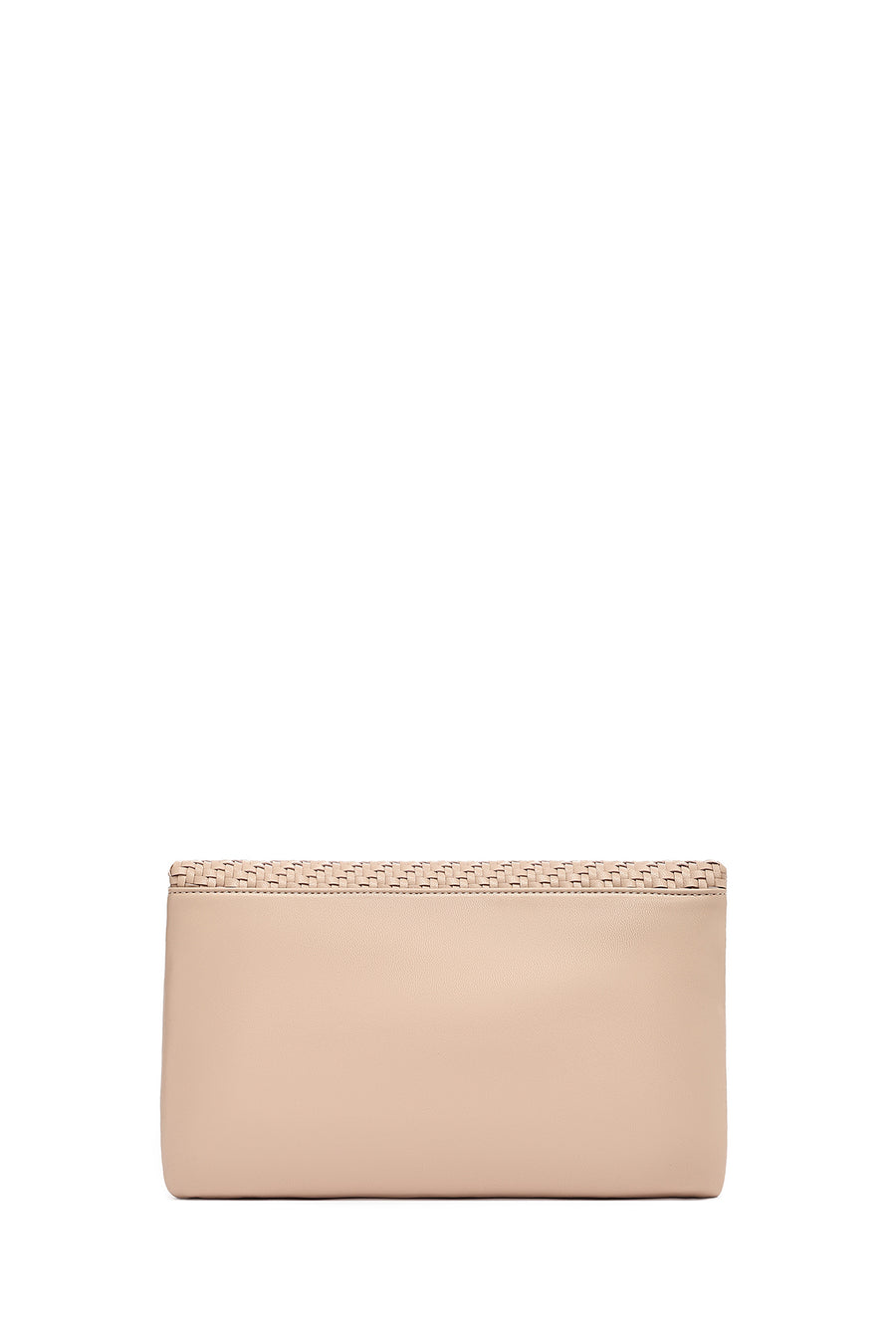 Women's Beige Long Chain Strap Braided Clutch Bag