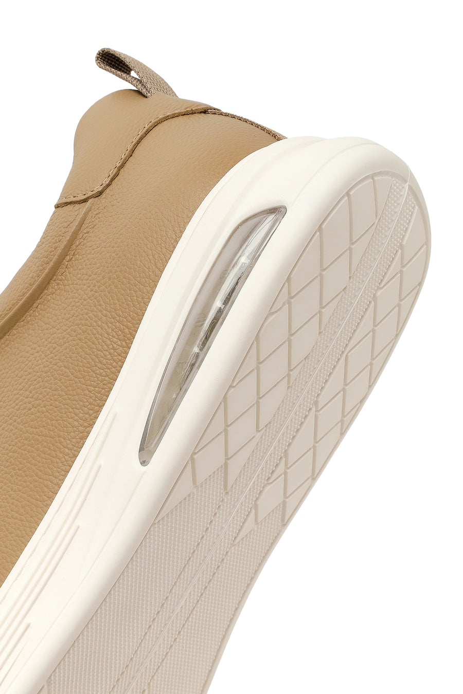 Erkek Bej Bağcıklı Deri Sneaker