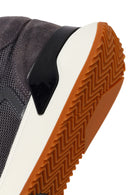 Male Gray Lace-Up Thick-Soled Leather Sneaker | Derimod