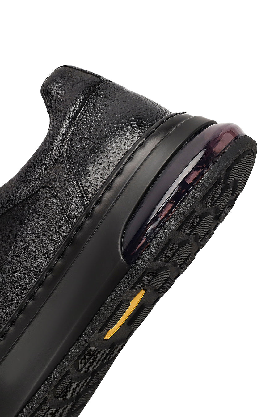 Erkek Siyah Bağcıklı Kalın Tabanlı Deri Sneaker