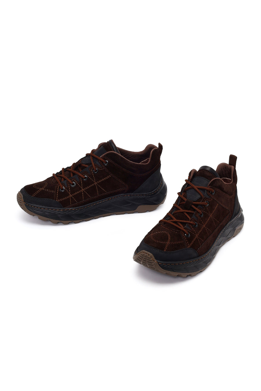 Erkek Kahverengi Bağcıklı Kalın Tabanlı Süet Deri Sneaker