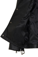 Edith Women's Black Collar Fur Leather Jacket | Derimod