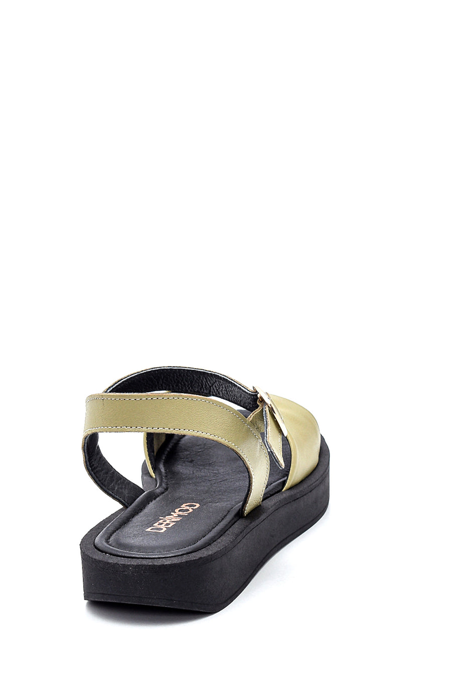 Women's Mint Green Leather Flat Sandals