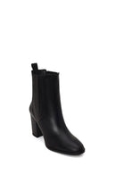 Woman Black Thick-Heeled Leather Chelsea Boots | Derimod