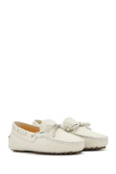 Women's Cream Bow Leather Loafer | Derimod