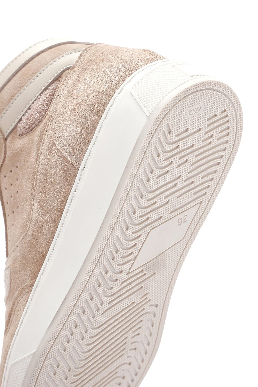 Women's Beige Suede Leather High Top Sneaker