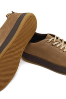 Erkek Vizon Bağcıklı Kalın Tabanlı Nubuk Deri Sneaker | Derimod