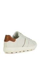 Geox Men's White Spherica Lace-Up Leather Sneaker | Derimod