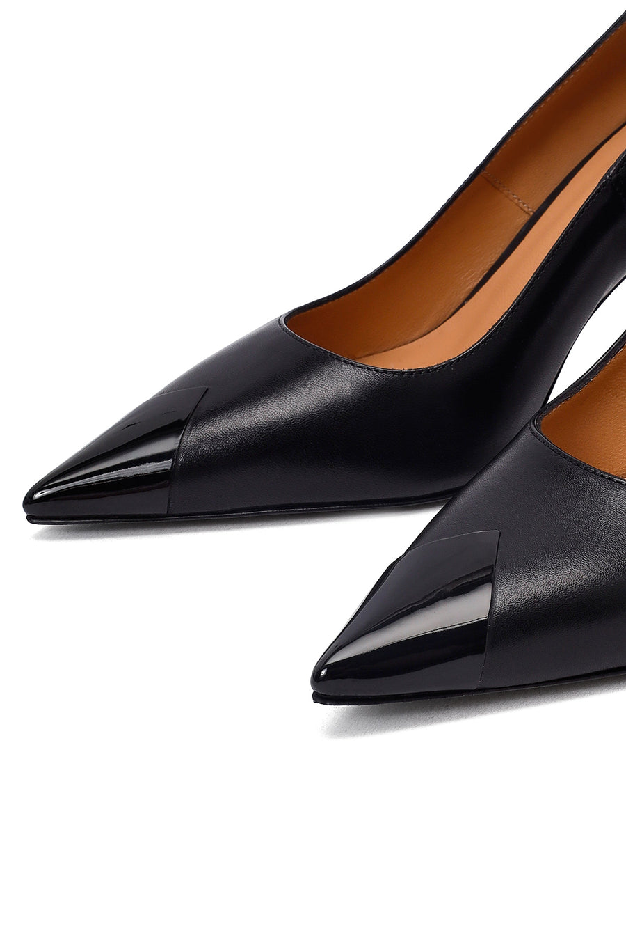 Women's Black Thin Heeled Leather Stiletto