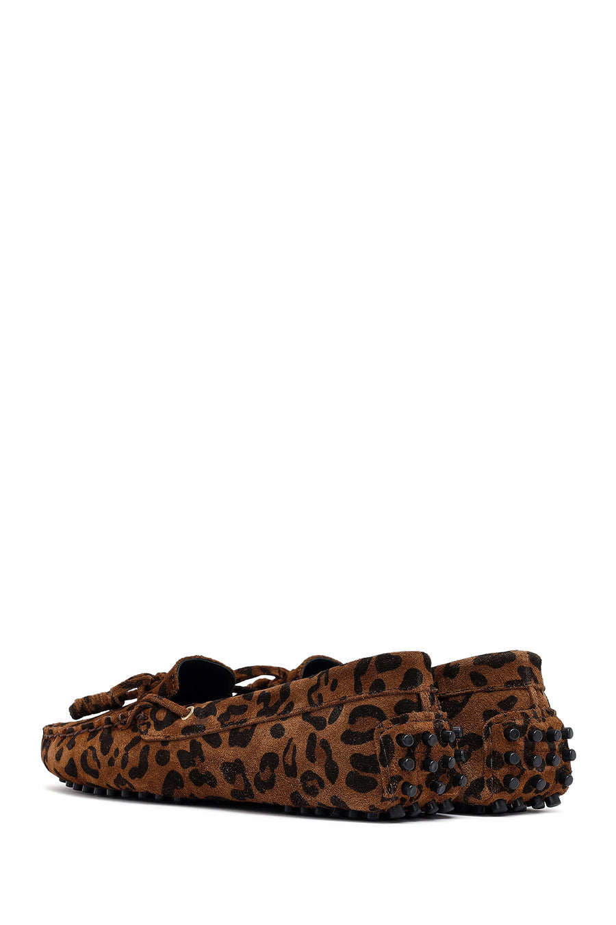 Kadın Leopar Fiyonklu Süet Deri Loafer