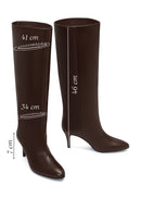 Woman Brown Thin-Heeled Leather Boots | Derimod