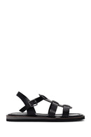 Women's Black Ankle Strap Leather Sandals | Derimod