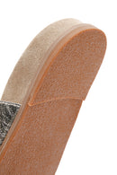Women's Gold Buckled Metallic Leather Slippers | Derimod