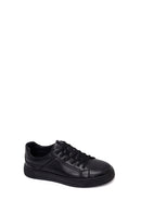 Erkek Siyah Bağcıklı Deri Sneaker | Derimod