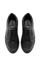 Men's Black Lace-Up Crocodile Patterned Leather Sneakers | Derimod