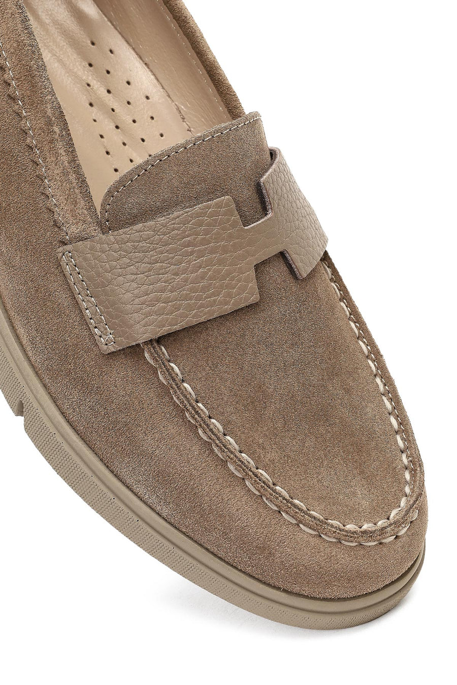 Kadın Vizon Süet Deri Comfort Loafer