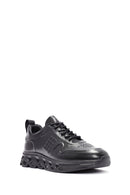 Erkek Siyah Bağcıklı Deri Sneaker | Derimod
