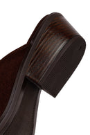 Woman Brown Mule Backless Chunky Heeled Suede Slipper | Derimod