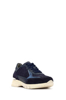 Women's Navy Blue Lace-Up Thick-Soled Leather Sneaker | Derimod