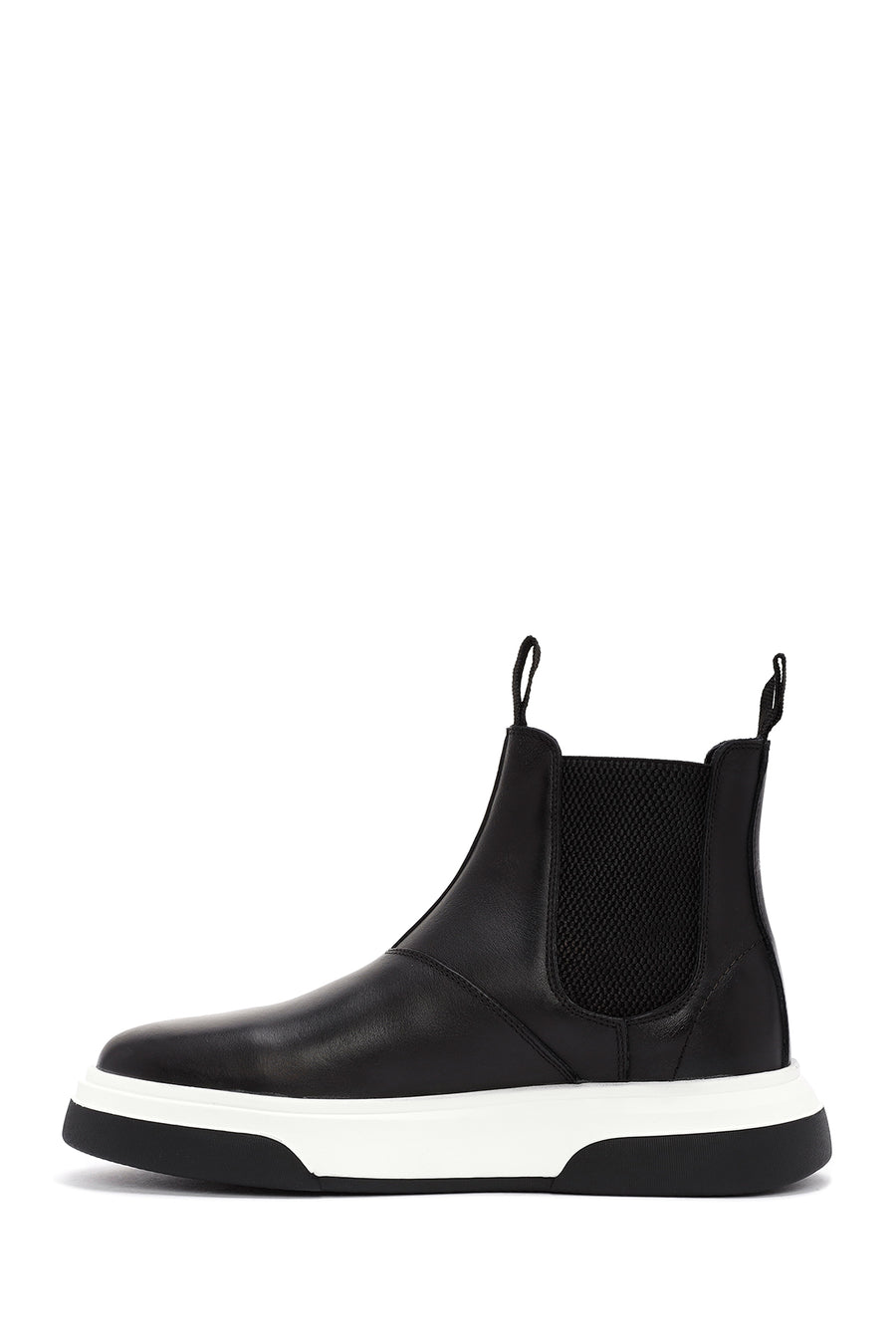 Men's Black Thick Sole Leather Casual Chelsea Boots