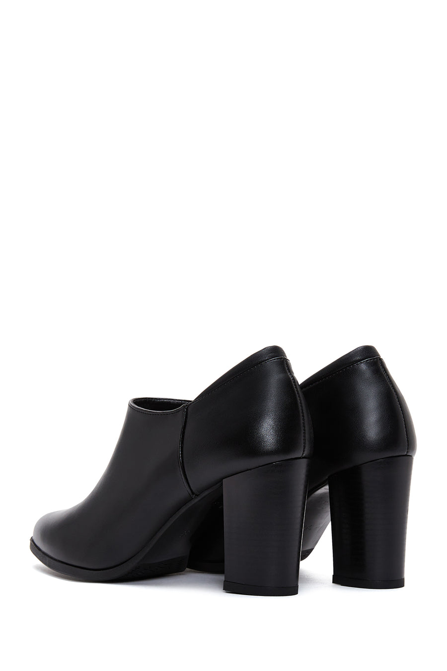 Women's Black Zippered Chunky Heel Boots