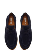 Men's Navy Blue Suede Leather Loafer | Derimod