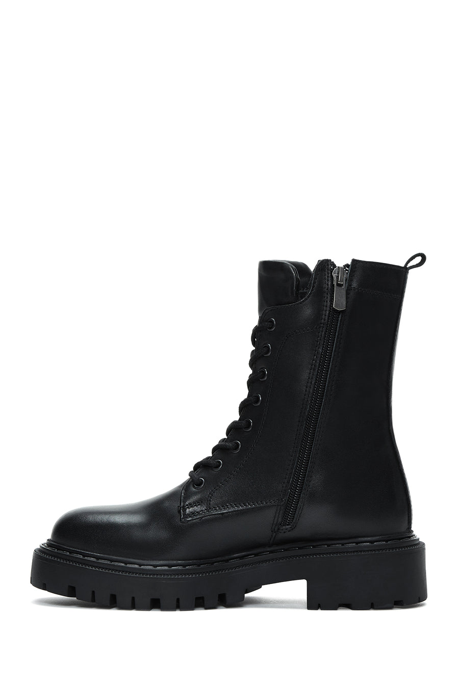Women's Black Zippered Leather Boots