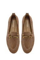 Women's Mink Suede Leather Loafer with Buckle | Derimod