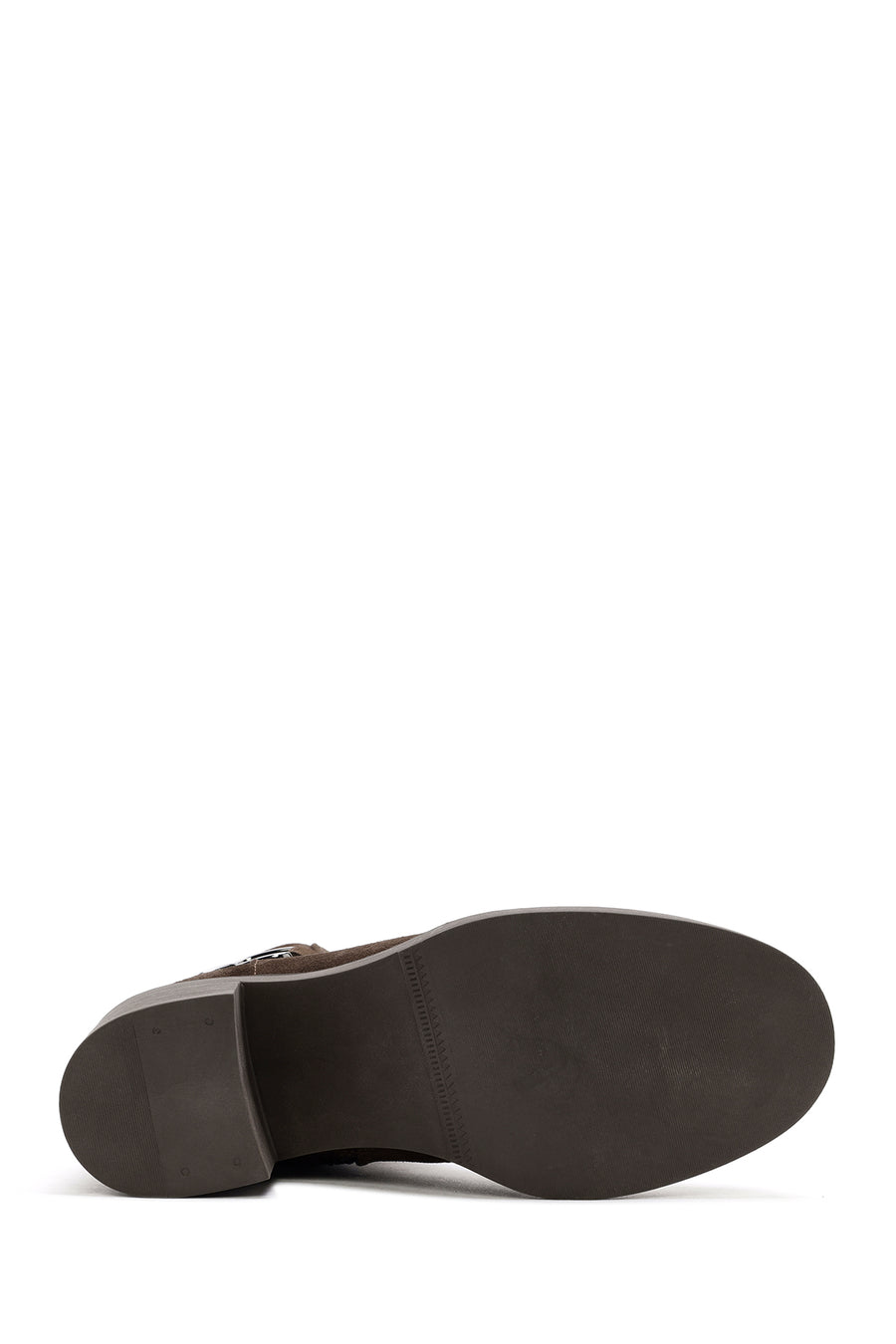 Women's Brown Heeled Zippered Suede Leather Boots