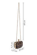 Woman Leopard Print Long Chain Strap Mini Box Evening Bag | Derimod