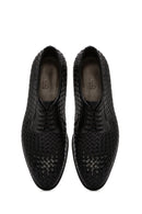 Men's Black Braided Leather Classic Shoes | Derimod