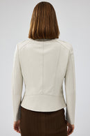 Anya Women's Cream Short Leather Jacket | Derimod