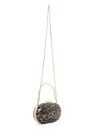 Women's Gold Leopard Pattern Long Strap Mini Clutch Evening Bag | Derimod