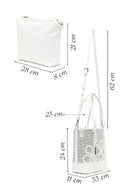 Woman White Long-Strap Printed Shoulder Bag | Derimod
