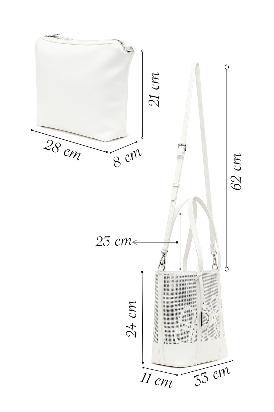 Woman White Long-Strap Printed Shoulder Bag