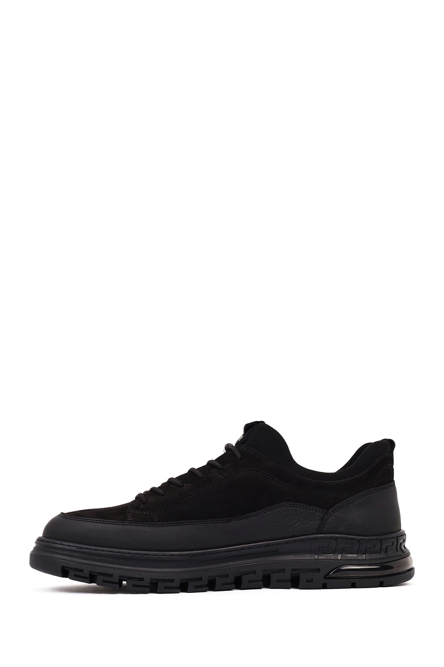 Male Black Lace-Up Nubuck Leather Sneaker
