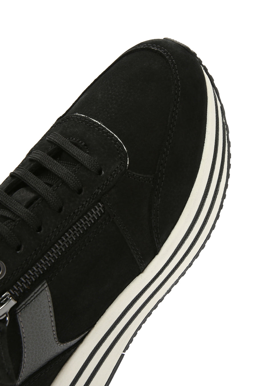 Geox Women's Black Kency Thick Sole Lace-Up Leather Sneaker