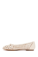Women's Beige Knitted Ballerinas | Derimod