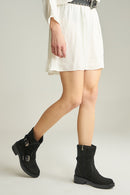 Women's Suede Boots with Stud and Buckle Detail | Derimod