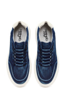 Male Navy Lace-Up Thick-Soled Fabric Sneaker | Derimod