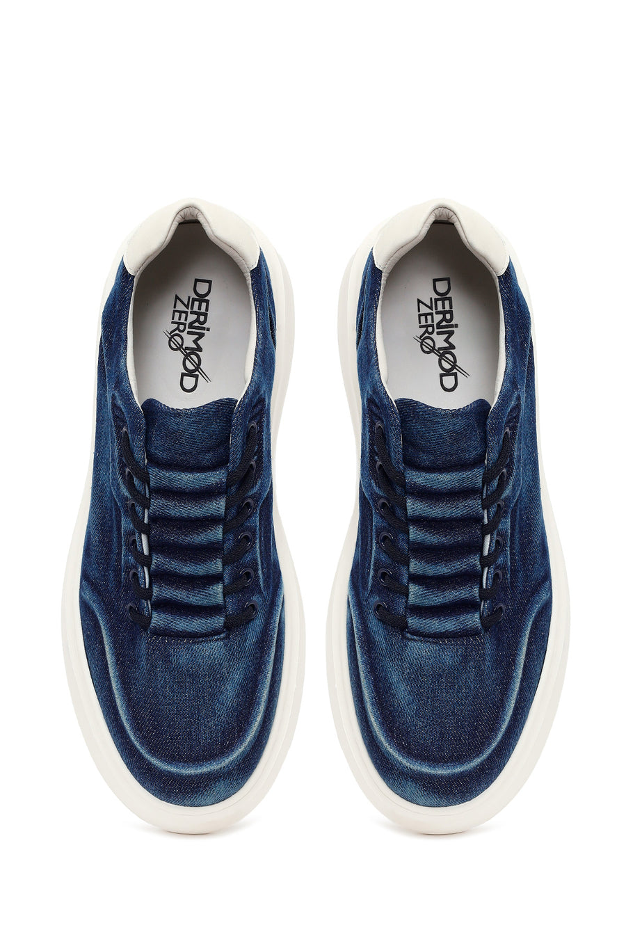 Male Navy Lace-Up Thick-Soled Fabric Sneaker