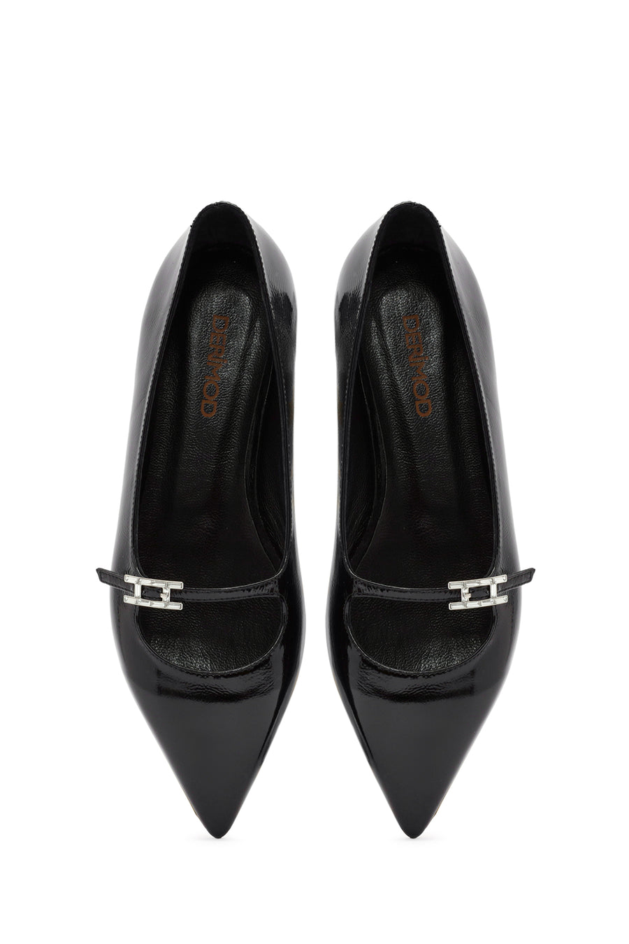 Women's Black Accessory Detailed Patent Leather Ballerinas