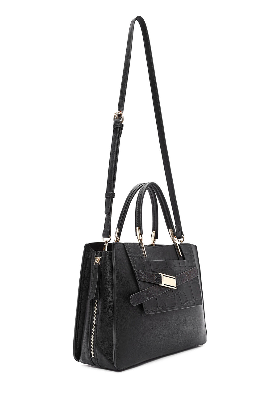 Women's Black Long Strap Classic Handbag