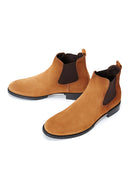 Men's Tan Suede Leather Chelsea Boots | Derimod