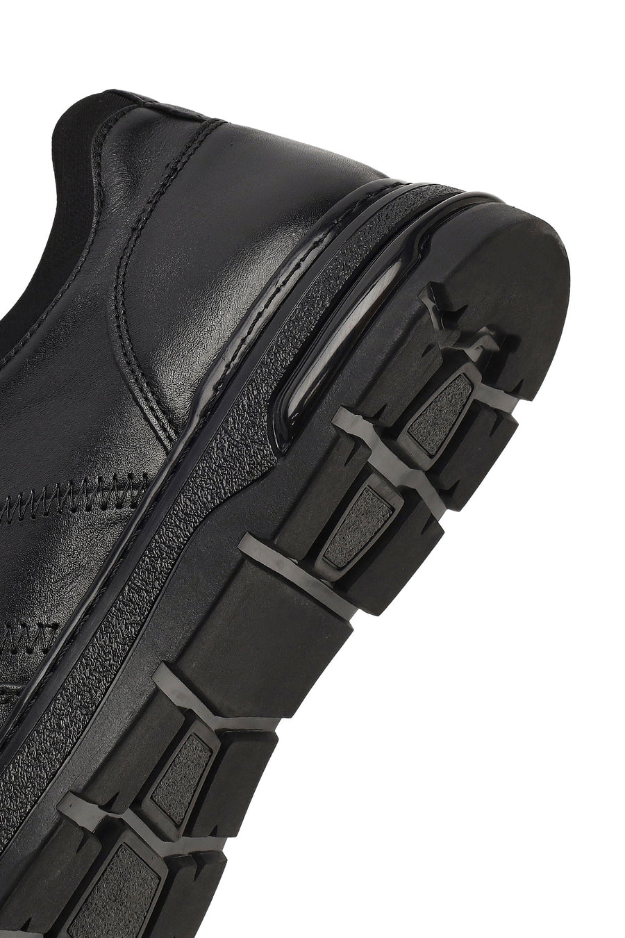 Erkek Siyah Bağcıklı Deri Sneaker