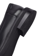 Woman Black Tasselled Leather Masculine Loafer | Derimod