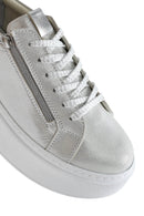 Kadın Gümüş Kalın Tabanlı Yandan Fermuarlı Deri Sneaker | Derimod