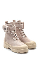 Women's Suede Leather Wallet Detailed Boots | Derimod