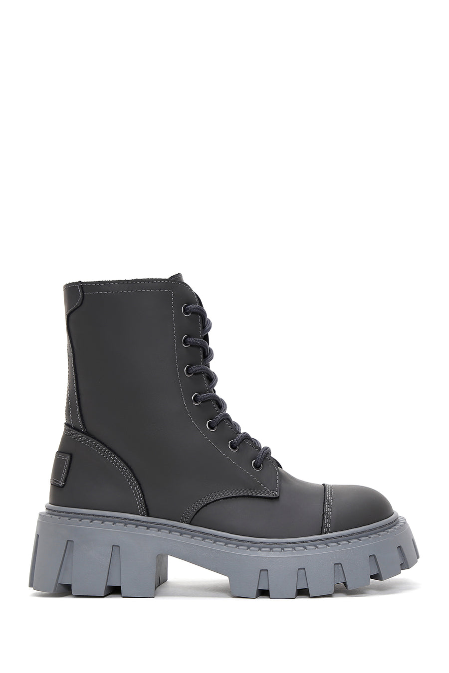 Women's Gray Leather Zippered Boots 22WFD1310MT | Derimod